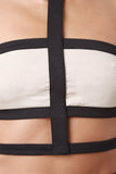 Choker Caged Two-Tone Strapless Crop Top