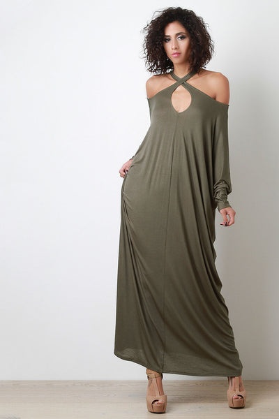 Criss-Cross Cold Shoulder Maxi Dress