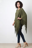 Raw Asymmetrical Fringe Poncho Top