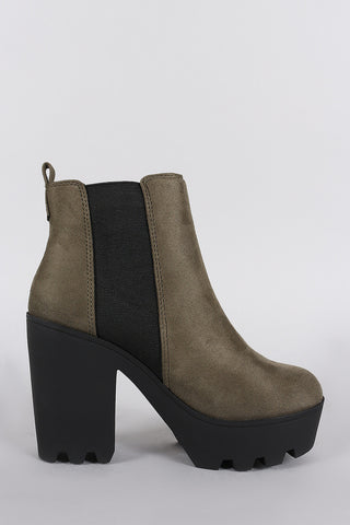 Soda Elastic Gores Platform Lug Booties