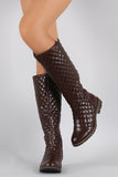 Quilted Round Toe Riding Knee High Boots