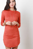 Round Hem Vegan Suede Dress