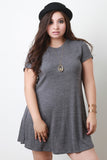 Melange Ribbed Relaxed Keyhole Dress