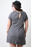 Melange Ribbed Relaxed Keyhole Dress