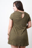 Melange Ribbed Relaxed Keyhole Dress