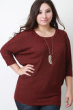 Melange Ribbed Knit Dolman Top