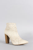 Wild Diva Lounge Snake Pointy Toe Heeled Ankle Boots