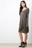 Long Sleeve Drape Hem Dress