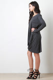 Long Sleeve Drape Hem Dress