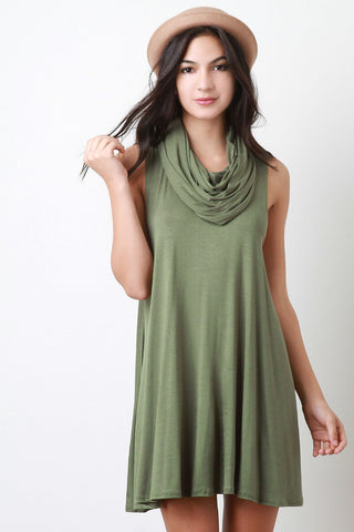 Cowl Neck Sleeveless Shift Dress