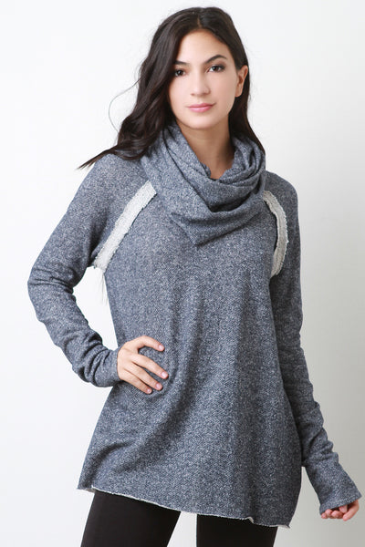 Cowl Neck Terry Raglan Top