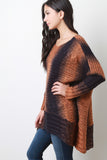 Ombre Stripes Mixed Knit High-Low Sweater