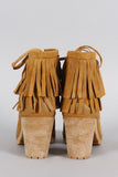 Liliana Fringe Cuff Lug Chunky Heel Work Boots