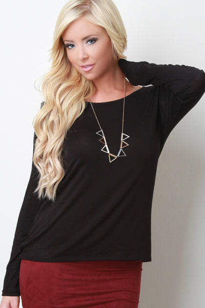 Drape Back Long Sleeved Top