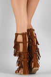 Suede Strappy Fringe Open Toe Gladiator Flat Sandal