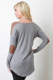 Vegan Suede Panel Long Sleeve Top