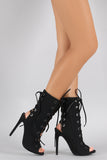 Shoe Republic LA Front-Back Corset Lace Up Heel