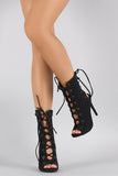 Shoe Republic LA Front-Back Corset Lace Up Heel