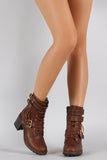 Moto Lace Up Lug Chunky Heel Ankle Boots