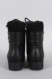 Bamboo Sweater Cuff Combat Ankle Lug Boots