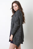 Marled Knit Open Front Dolman Sleeves Cardigan