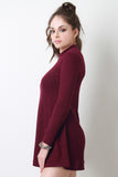 Long Sleeve Ribbed Knit Shift Dress