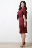 Suede Fringe Cape Dress