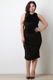 Ruched Velvet Sleeveless Midi Dress